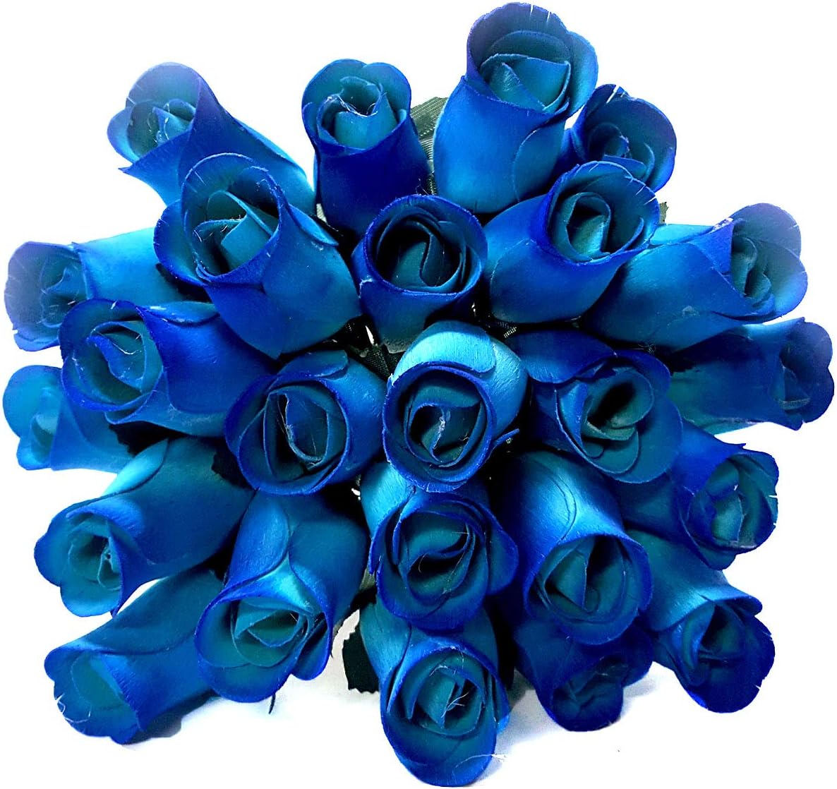 Quadow 24 Realistic Wooden Roses - Blue Flower Roses