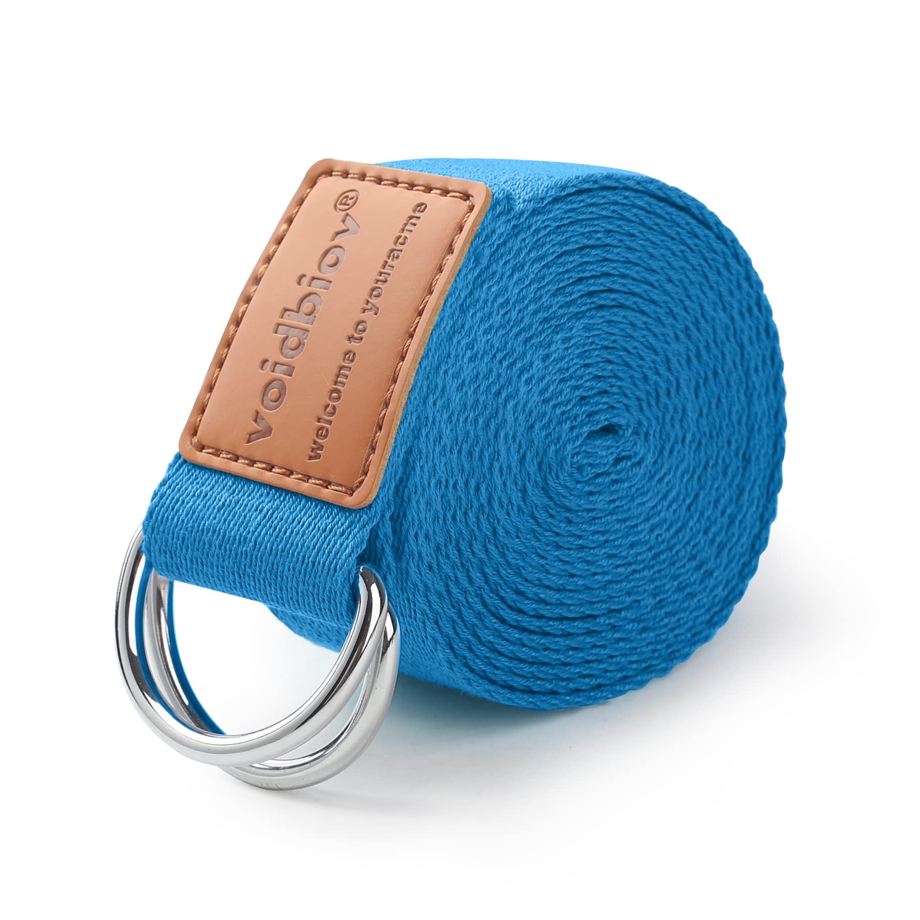 voidbiov D-Ring Buckle Yoga Strap 1.85 or 2.5M, Durable Cotton Adjustable Belt Perfect for Holding Poses, Improving Flexibility and Physical Therapy Lake Blue2.5M