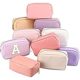 Sweetude 10 Pcs Makeup Bag Bulk Preppy Gift PU Leather Cosmetic Bag Small Skincare Toiletry Pouch with Zipper Valentine Cosmetic Pouch for Women Valentine Wedding Gift Favors(Pink and Purple)
