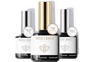 Modelones Matte Gel Top Coat and Base Coat for Gel Nail Polish, 3Pcs 10 ml No Wipe Matte Effects & Shiny Top Coat, Long Lasting High Gloss DIY at Home