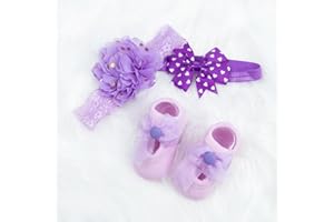 Pedolltree Reborn Baby Dolls Accessories Shoes (Socks)& Headband Purple 3-Piece Set…