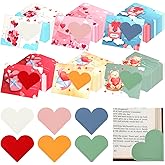 Epakh 24 Sets Valentine's Day Leather Heart Bookmarks with Cards Valentines Galentines Day Gifts Corner Page Bookmark for Reading Women Prizes Party Favor Supplies 6 Styles