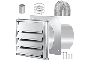 JIANBENKJ Dryer Vent Kit Through Wall with Hose/Duct Connector/Plate,4 Inch Stainless Steel Dryer Vent Hose Connector Wall Ducting Kit for Bathroom Exhaust Fans AC Ventilation,Ceiling Washer Air Circulation