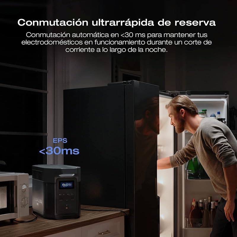 Estação de energia portátil ecoflow delta 2 max, 2.048 wh, bateria lfp 3.000 ciclos ca, 80% de carga em 53 minutos, potência de até 3.100 w, gerador solar silencioso para residências/caravanas/acampamento