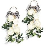 2 Pcs Farmhouse Green Eucalyptus Wreath Artificial