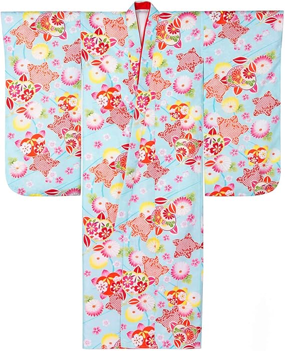 Amazon 京のみやび 七五三 卒園式 女の子四つ身着物 橘に菊 水色 着物 浴衣 通販