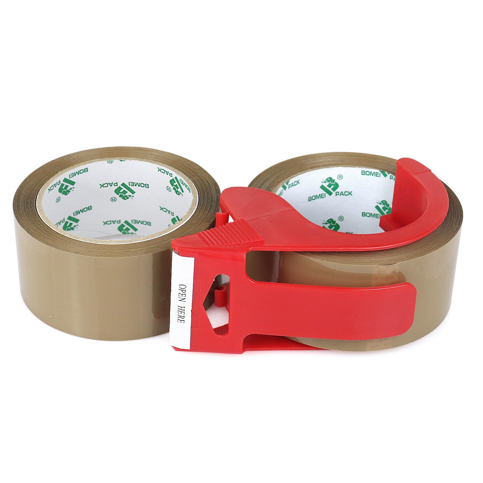 BOMEI PACK 2 Rolls Quiet Tape Brown Parcel Boxes Secure Sealing Tape No Noise Silent box Tape for Heavy Duty Moving Shipping Cartons Sealing Wrapping,60 mic x 48 mm x 66m noiseless box tape
