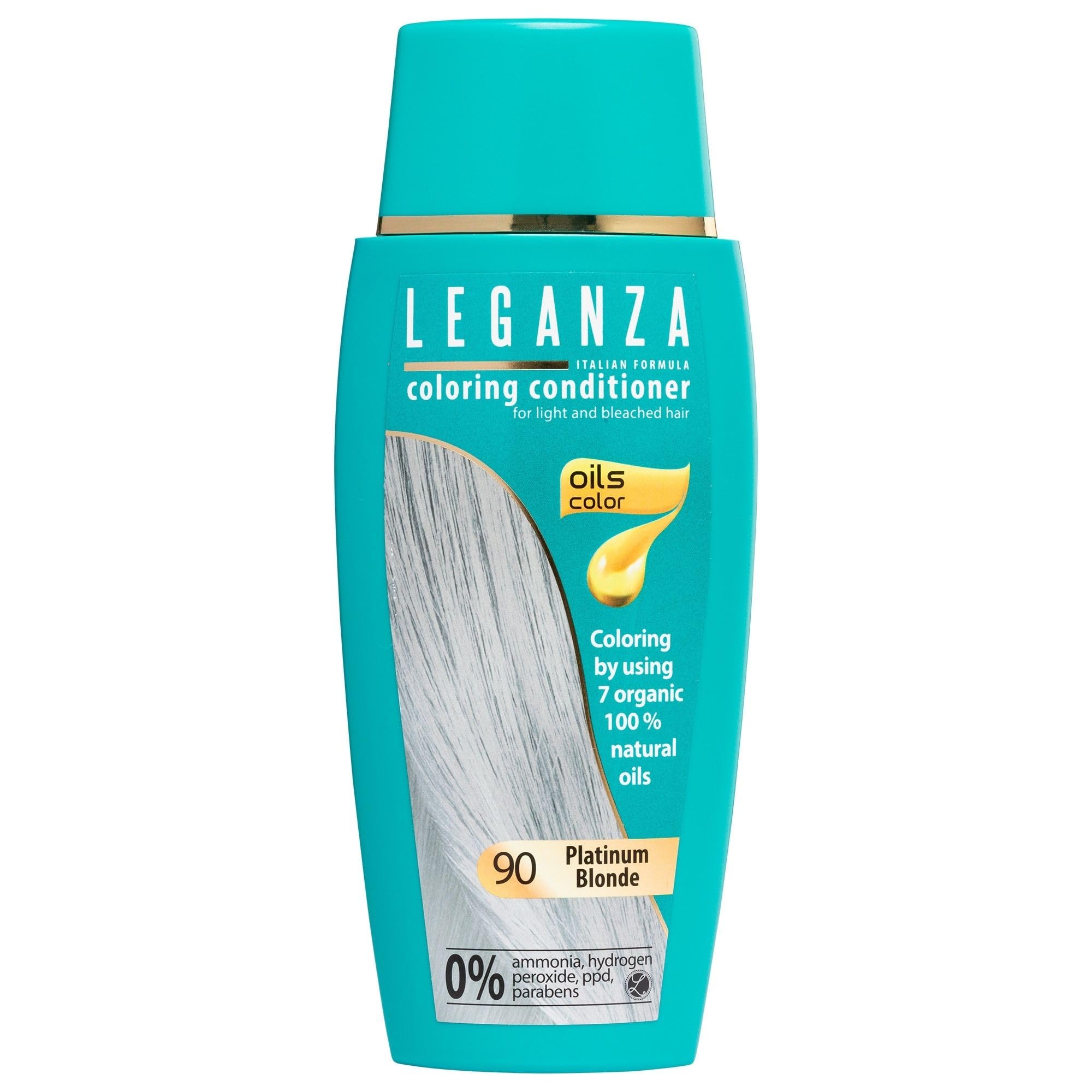 Leganza Hair Coloring Conditioner Natural Balm Color Platinum Blonde Nº 90 | Enriched with 7 Natural Oils | Ammonia, PPD and Paraben Free | 150 ml