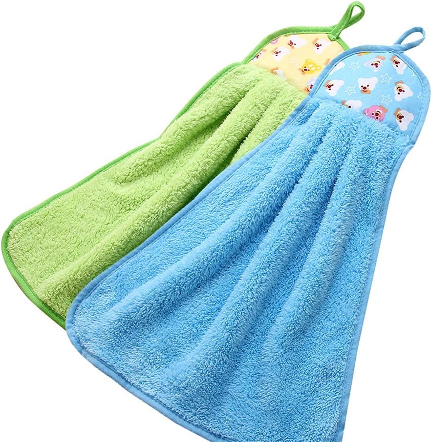 Tong Yue Candy Colors Soft Coral Velvet Towel Kitchen Bathroom Hanging Hand Towels,Pack of 4, Multicolour, 34 x 47 cm - Image 3
