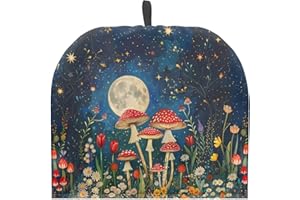 PJHEQOXE Mushrooms Moon Pattern Tea Cozy for Teapot Dome Teapot Cover Customized Teapot Covers with Handle Dust Cover Kitchen Kettle Dust Cover Can Hung and Folded Tea Pot Kitchen Decorative （Blue）