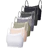 Bencailor 6 Pack Women's Lace Camisoles, Cleavage Cover up Tank Top Bralette Half Cropped Cami Bra for Girls