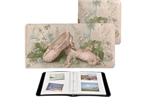 YMXFXP Ballet Shoes Art Large PU Leather Photo Album – 3 Ring Loose-Leaf Fashion Design with 20 Self-Adhesive Pages - 11.8x11
