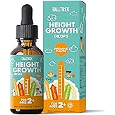 TallTrek Height Growth Supplement Drops for Kids - Teens Bone Growth Height Increase and Maximizer Immune Health Drops with Vitamins D3 K2 Zinc & Calcium - Gluten Free Vegan Pineapple Flavor