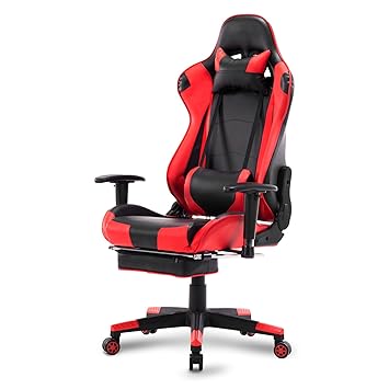eSituro Gaming Stuhl SOFC0024 Racing Stuhl Racer Sportsitz Drehstuhl Schreibtischstuhl mit Ledenkissen höhenverstellbar und d