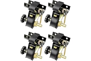 GLEDEWEN Ladder Rack Ratchet Straps with J-Hook (4PCS), 2" Black Round Tube Mount, 1.5" Wide x 7.5' Long Black Retractable Ratchet Tie Down Strap Roof Rack, 500 lbs Load Heavy Duty Cargo Buckle Rack Lock Strap