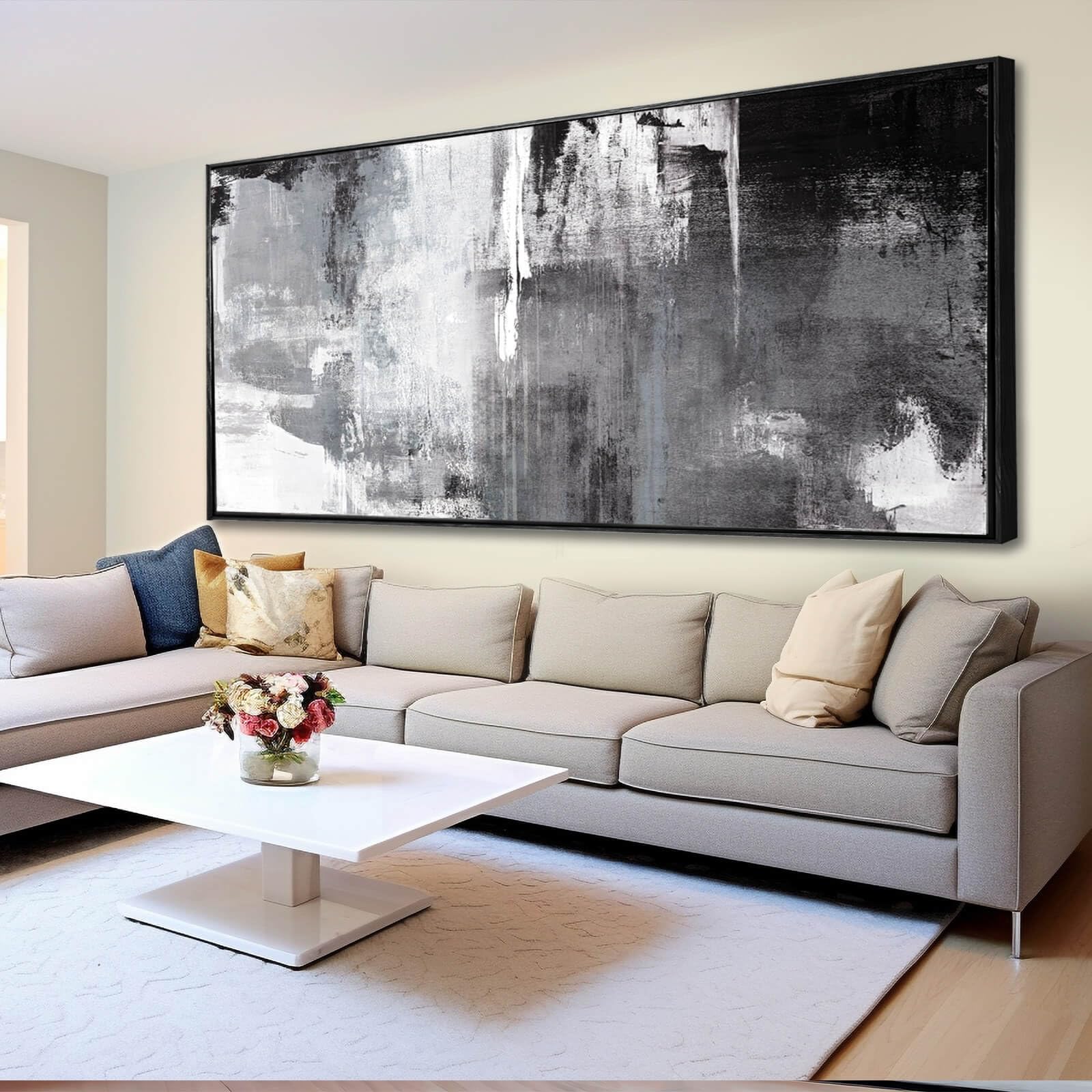 SOUGUAN Wall Art for Living Room Black and Grey Wall Decor 30x60 Inch ...