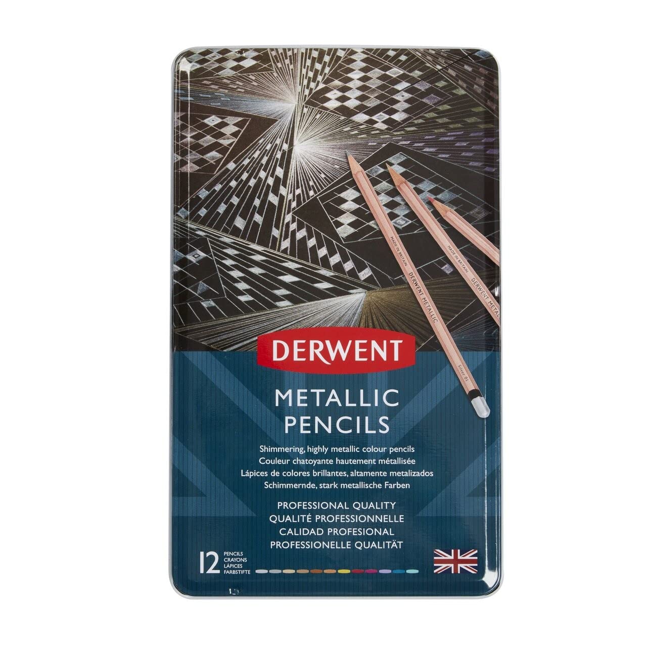 Derwent Metallic Colouring Pencils, Drawing & Writing, Set of 12, Professional Quality, 2305599
