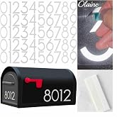 50 PCS 3 inch Reflective Adhesive Mailbox Numbers, Waterproof Vinyl Number Stickers with Easy-Peel Tabs, Includes Squeegee &