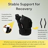 BraceUP Thumb Spica Brace Support for Arthritis Carpal Tunnel Tendonitis Black view 2