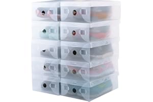 kilofly 10 Kids Women Smart Storage Containers Foldable Clear Shoe Box Set