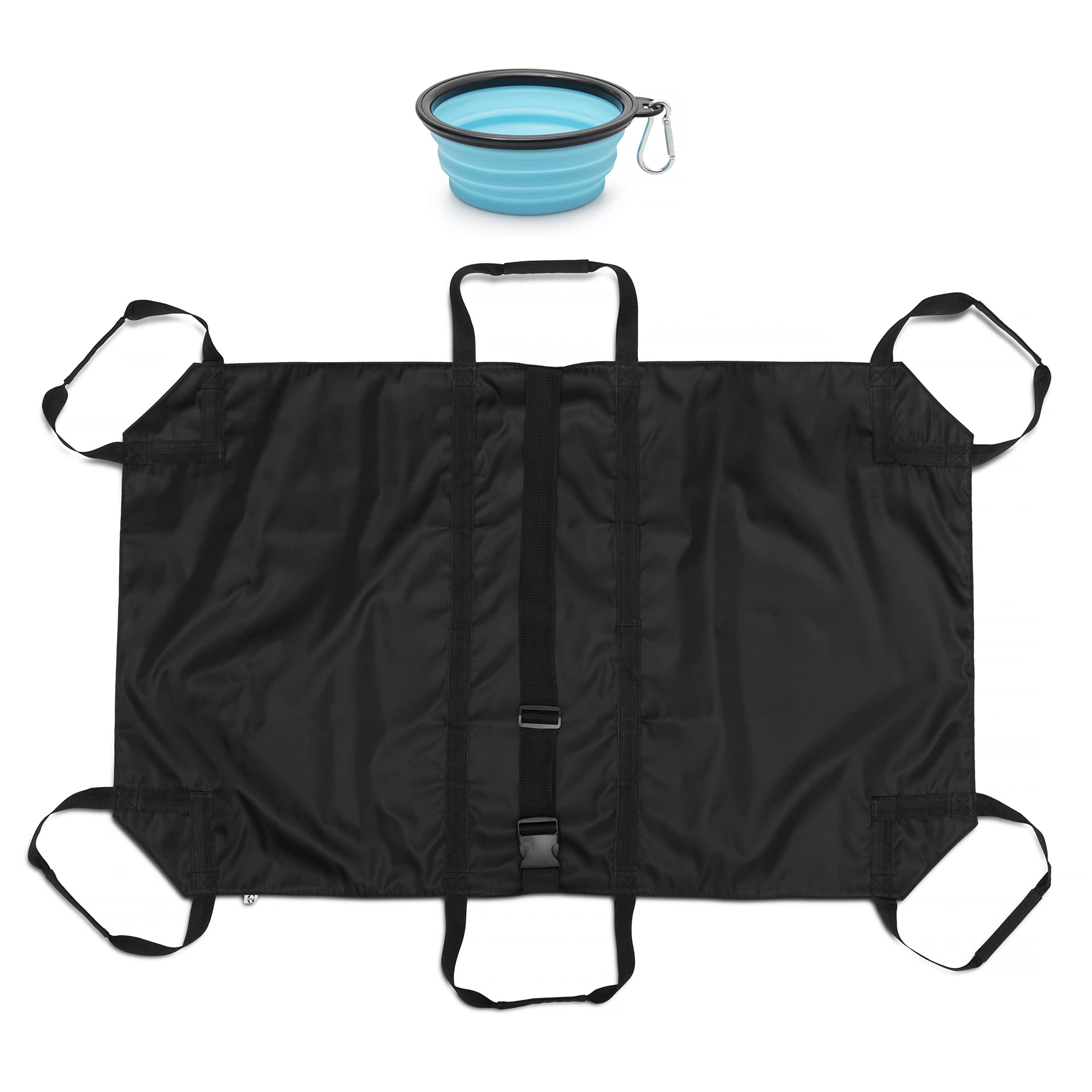 GARMISH Large Animal Stretcher for Dogs - Pet Emergency Transport Carrier with Buckled Adjustable Safety Strap - Complete with Collapsible Dog Bowl