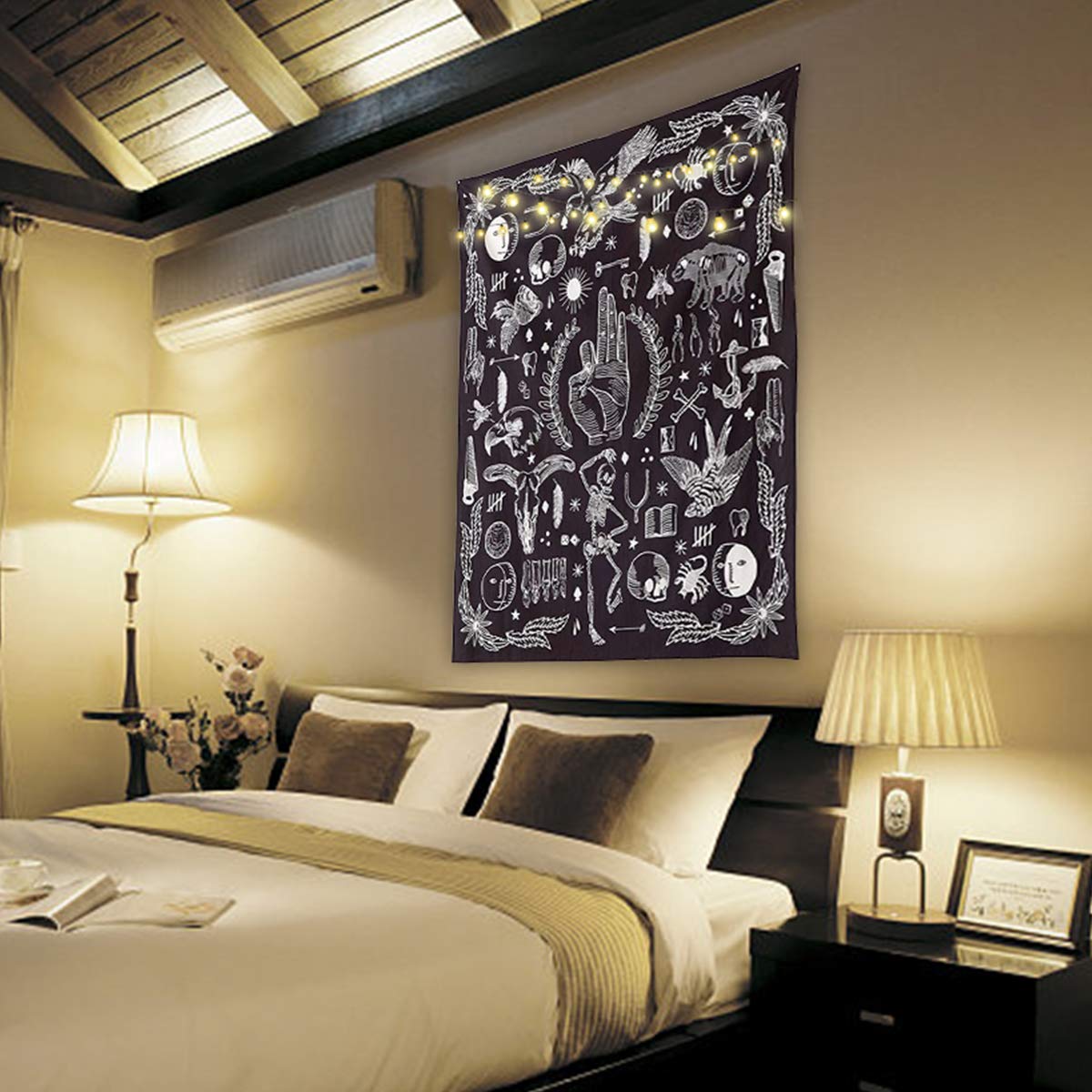 Jeteven Hippie-Tapisserie Mandala Wandteppich Blau forest Tuch, indisch Elephant Wandbehang Wald, Wall Tapestry Boho Yoga Strandtuch Picnic Throw, Wand Deko 165X148cm (H)