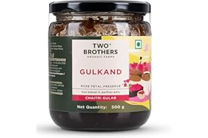 Rose Petal Jam Gulkand | Made from Premium Chaitri Rose | Naturally Sweetened with Raw Honey & Mishri | Best for Herbal Tea,Ice Cream & Smoothies |16 Oz from Two Brothers Organic Farms