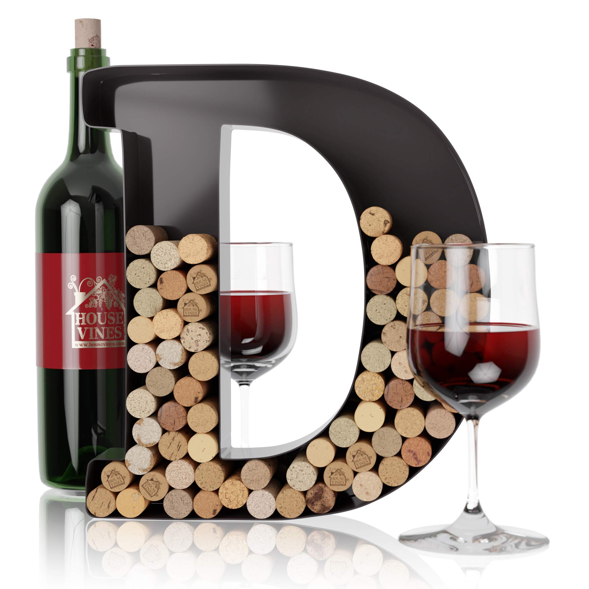 Wine Letter Cork Holder Art Wall Décor ~ Metal Letter Wine Cork Holder Monogram ~ Individual Wine Letter Cork Holders A Thru Z ~ Gifts for Wine Lovers ~ by HouseVines (D)