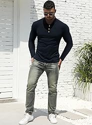 NITAGUT Men's Polo Shirts Long Sleeve Casual Slim