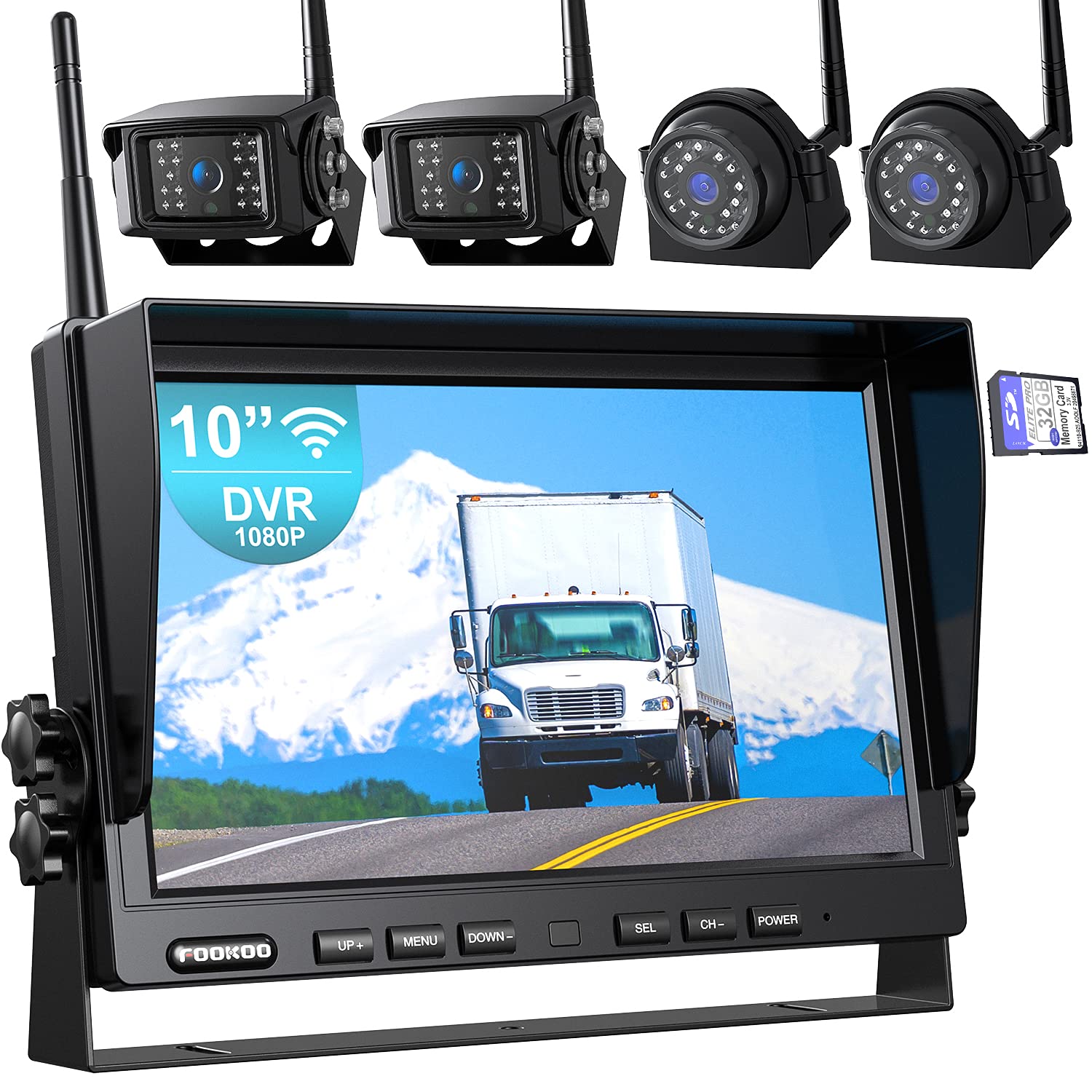 Wireless Commercial Rear View Camera Mua Fookoo HD 1080P 10