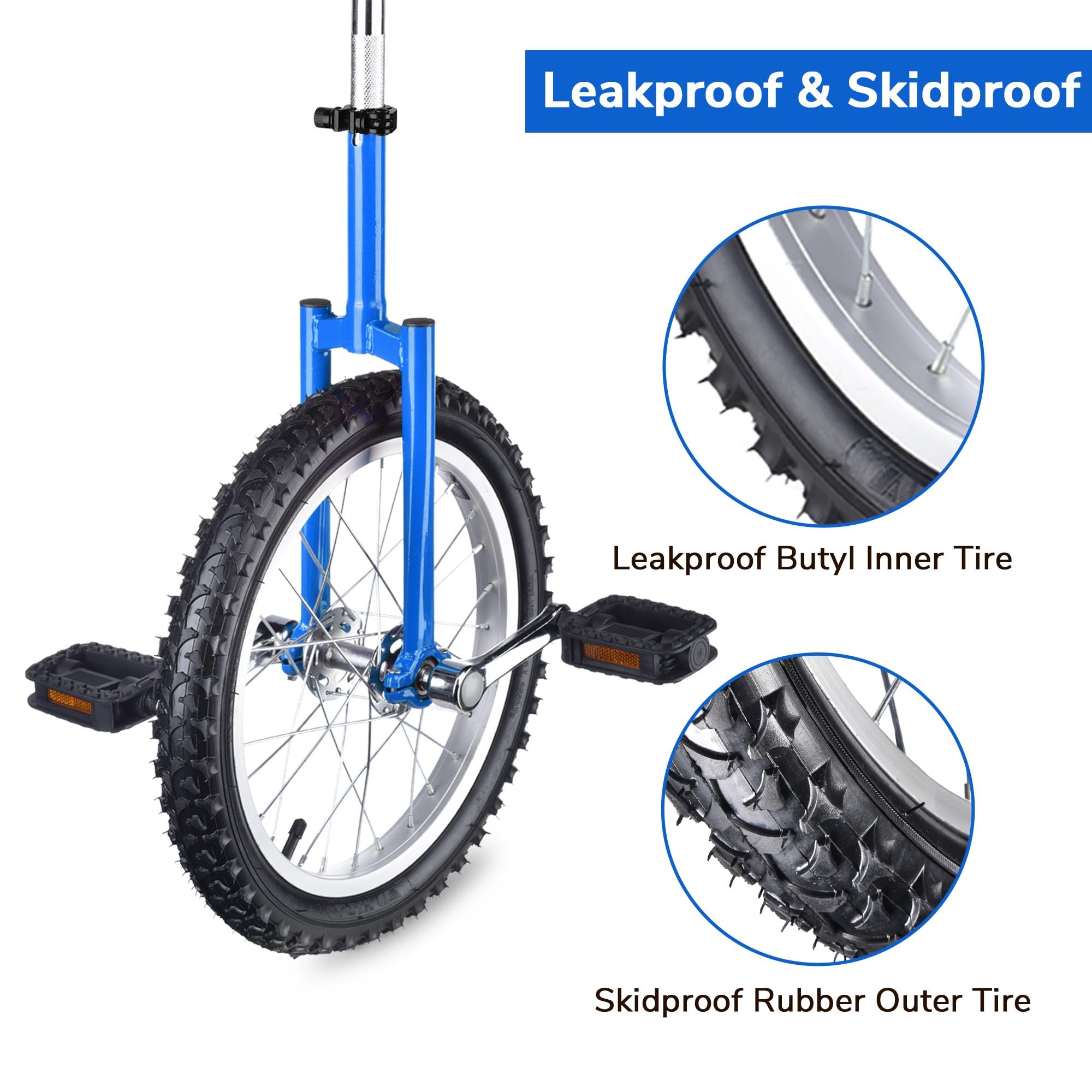 AW 16/18/20/24 Inch Wheel Outdoor Unicycle Adjustable Seat Exercise Bicycle Fit Adults Kids Outdoor Sports Fitness Exercise, for Choice