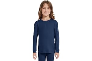 woolcano Kids Unisex 100% Merino Wool Base Layer Tops Lightweight Thermal Underwear Shirt