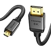 Silkland 8K 4K Micro HDMI to HDMI Cable 6.6ft, Micro HDMI 2.1 Adapter [8K@60Hz, 4K@240Hz 144Hz 120Hz] 6K 5K, 48Gbps, HDR, Com