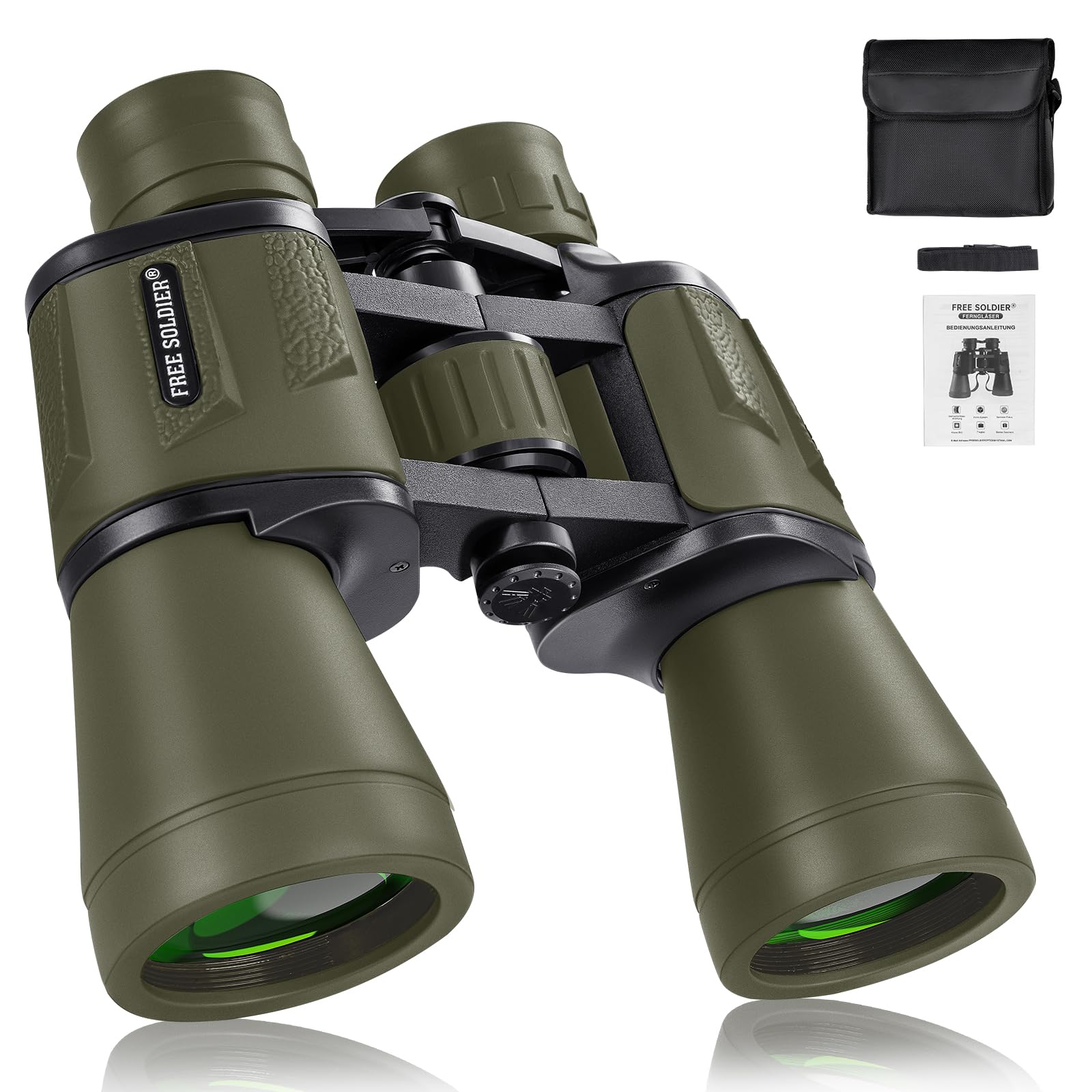FREE SOLDIER 20x50 High Powered Binoculars for Adults, Green