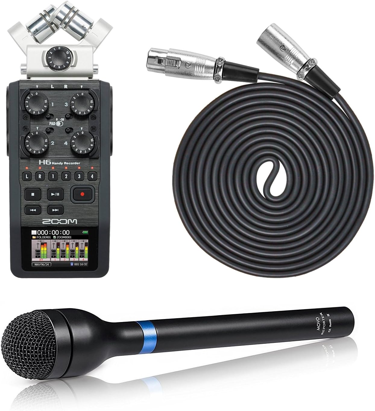 Movo Pro Recording Bundle with Zoom H6 SixTrack Portable