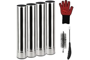 KOMCLUB Stove Pipe Stainless Steel Flue Chimney Extension Stove Pipe 4 pcs Straight Chimney Tube Set for Wood Stoves, Fireplaces, Furnaces, Boilers, Stoves, Ranges, Water Heaters 2.36" x 45.47"