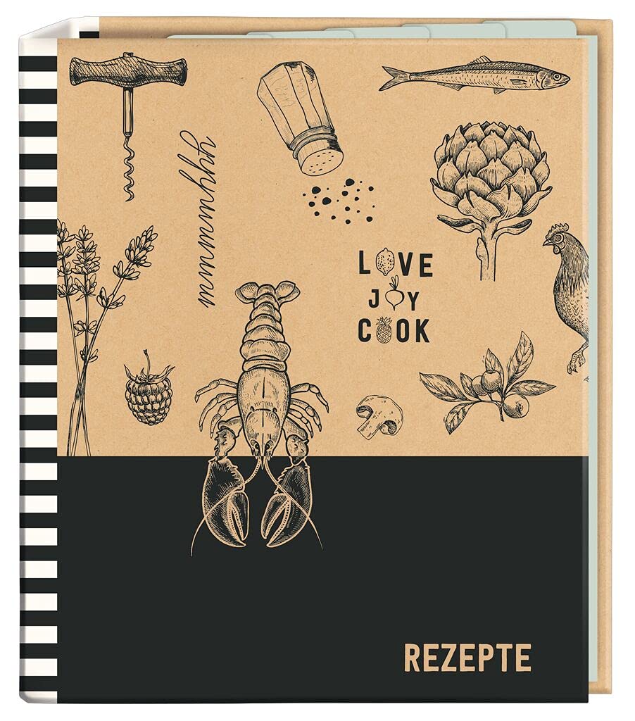 moses 80668 Recipe Folder Love to Cook in DIN A5, Cook&Stylerecipe Folder with 25 Recipe Sheets and 5 Tab Pockets, The Individual Cookbook for Writing Yourself