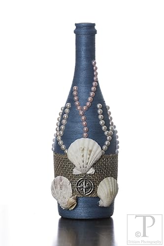 Amazon Com Home Decor Hand Wrapped Wine Bottle Beach Sea