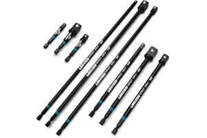 Libraton 9PCS Impact Socket Adapter Set, 3" 6" 12", Drill Socket Adapter 1/4" 3/8" 1/2", Socket Driver Adapter, Drill Socket 