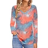 Elesomo Womens T Shirts V Neck Summer Short/Long Sleeve Cotton Tops Tees