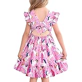Yousie Toddler Little Girl Dress Ruffle Tie Back Backless Summer Sundress Party Dresses