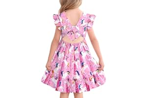 Yousie Toddler Little Girl Dress Ruffle Tie Back Backless Summer Sundress Party Dresses