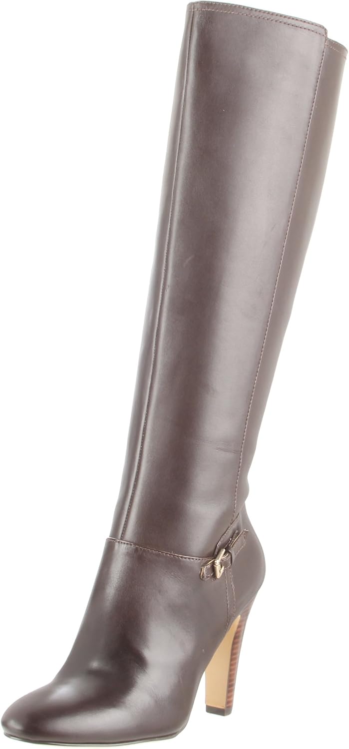 Nine West Women's Aggy KneeHigh Boot, Dark Brown Leather