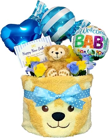 Amazon Kanonbabys おむつケーキ 男の子 ダッフィー 出産祝い 1段 Mサイズ 1501 おむつケーキ ベビー マタニティ 通販