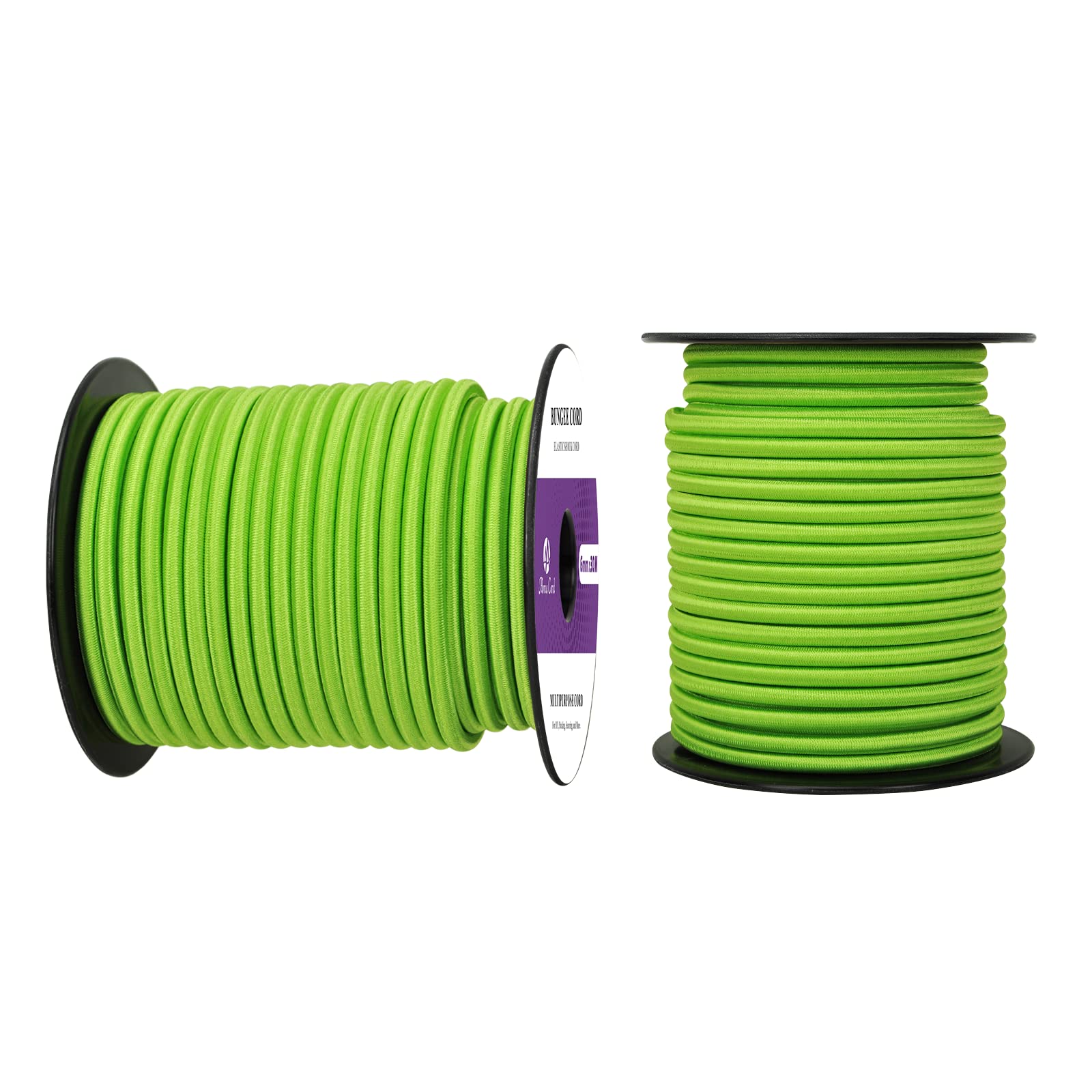 Abma Cord Bungee Cord 6mm 30M Elastic Shock Cord 100% Stretch Elastic Bungee Rope for Tarpaulin, Trailer, Backpack, Tent Pole, Kayak - Neon Green