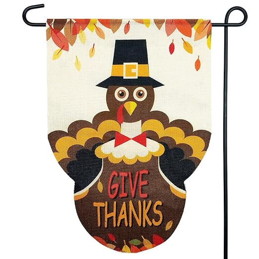 Give Thanks Garden Flag With Double Sided Printing For Fall And Thanksgiving Decorations - 12 X 18 Inch Size For Holiday Seasonal Décor