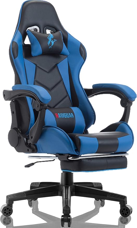 Gaming Chair Gamer Chaise with Footrest Ergonomic Video Game Racing