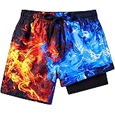 ALISISTER Boys Swim Trunks with Compression Liner with Pockets Bathing Suit 2-20 Years Old