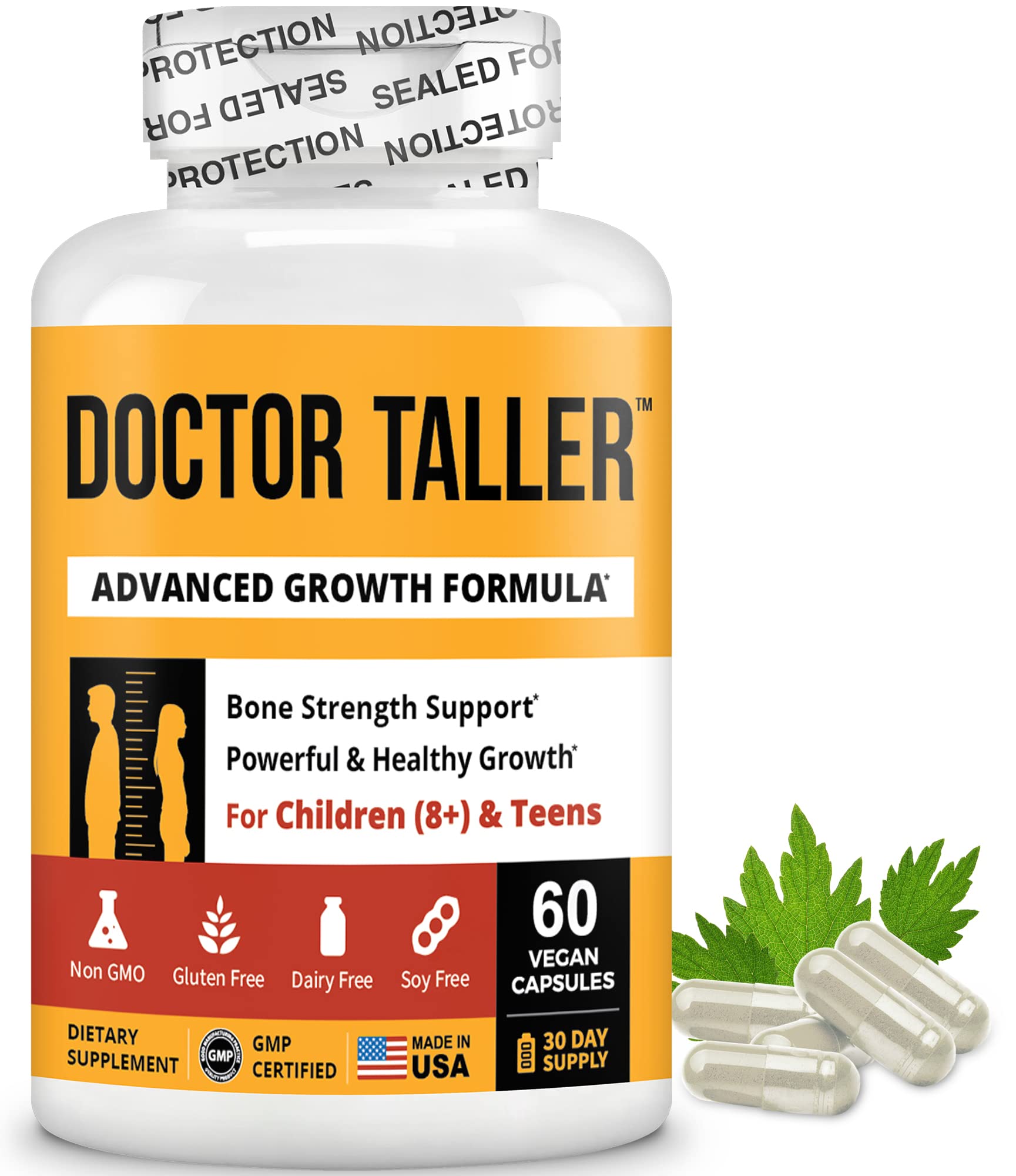 NuBest Bundle Tall Growth Protein with Chocolate Flavor + Doctor Taller 60 Vegan Capsules - Support Height Growth, Bone Strength, Bone Growth and Overall Health