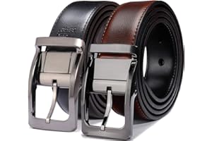 BELTOX FINE Belts for Men Reversible Leather 1.25” Waist Strap Fashion Dress Buckle Beltox